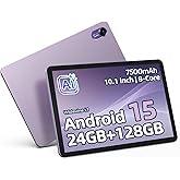 Plimpton Android Tablet 10 inch - Android 15 Tablet with Incell Screen, 8-Core CPU, 24(8+16) GB RAM 128GB Storage, 7500mAh, A