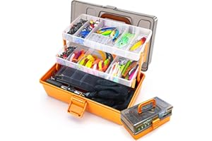 DIGOAKO Large 3-Layer Fishing Tackle Box with Tackle Included, All-in-One 417 Pcs Fishing Lures Kit with Small 2-Sided Box & Gloves for Anglers, Complete Freshwater Bass Fishing Gear, Gift for Men