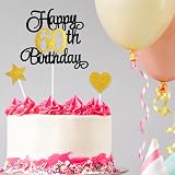 ZHIHUI 7-Piece Personalised 70th Birthday Cake Toppers Black Gold Glitter Happy view 4