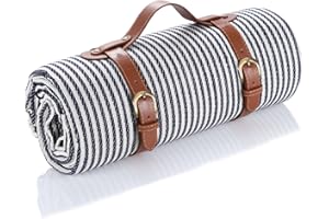 LIYUABU Picnic Blankets,Waterproof Stripe Picnic Mat 59'' x 79'',Portable Extra Large Beach Blanket,Outdoor Blanket Sandproof Insulated with Carry Handle,Perfect for Hiking/Outdoor/Camping/Beach/Park