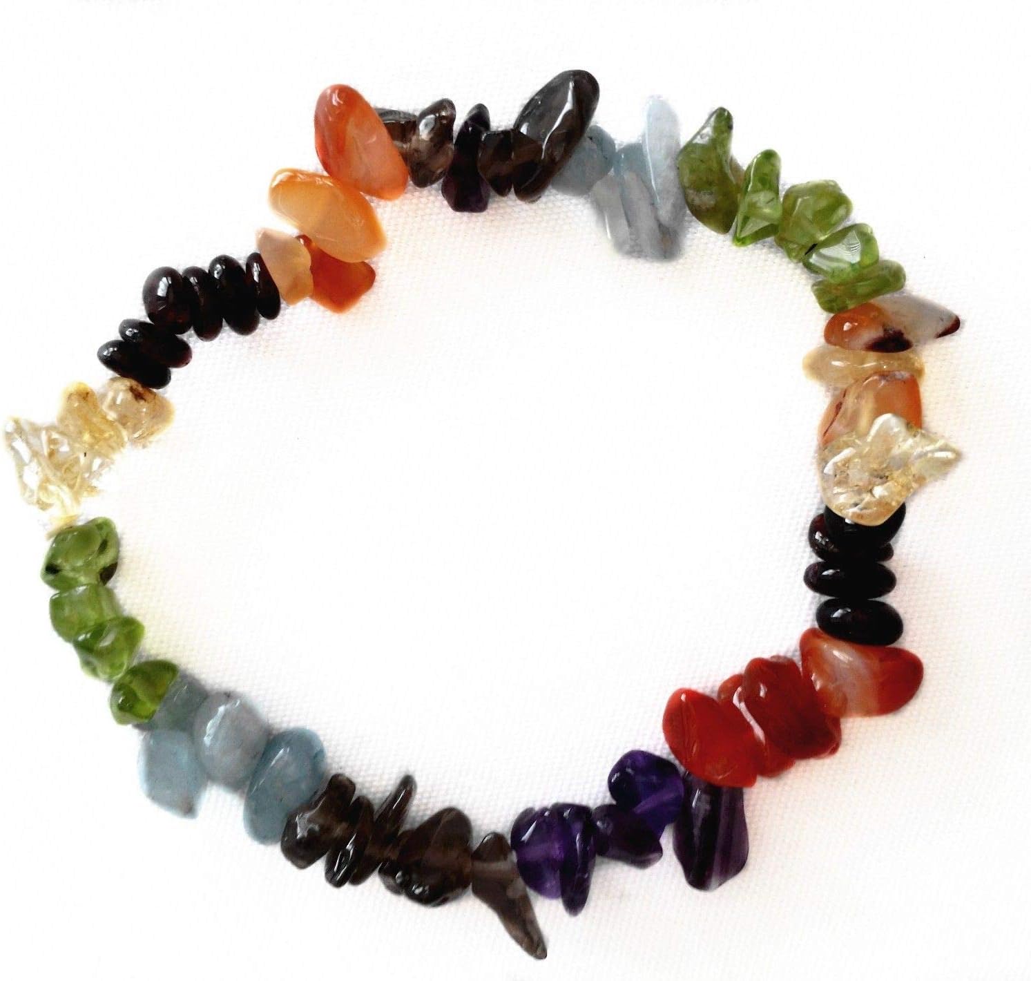 Feng Shui Handmade Natural Multi Colors Crystal Gem Stone Chips Bracelet