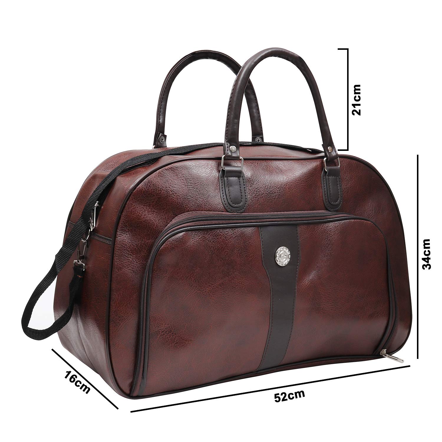 kurtzy hand and shoulder bag large capacity multipurpose travel luggage tote with top handle (brown) 1pc