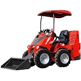 Sit On Mini Skid Steer Loader Wheeled Compact Loader Triple Pump Hydraulics | Sit-on wheeled mini skid steer with twin-cylinder gas engine, triple pump hydraulics, 1764 lbs lift &amp; canopy.