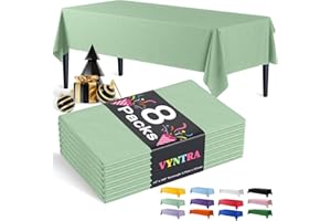 Vyntra 8 Packs Disposable Plastic Tablecloths 54"×108" Rectangle, Party Table Covers for Birthday, Wedding, Graduation & Baby