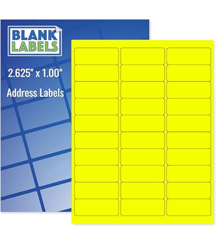 3,000 Fluorescent Neon Yellow Address Labels - 1x2 5/8 Inch Printable Laser Labels