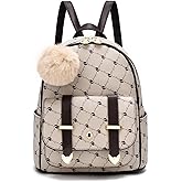 I IHAYNER Girls Fashion Backpack Mini Backpack Purse for Women Teenage Girls Purses PU Leather Pompom Backpack Shoulder Bag