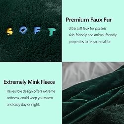 GONAAP Fuzzy Faux Fur Throw Blanket Forest Green