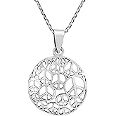 AeraVida Iconic Retro Multi Peace Symbol Sign Round .925 Sterling Silver Pendant Necklace | Hippie Inspired Pendant for Women