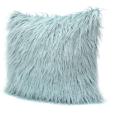 Drcosy Fluffy Pillow Case Mongolian Faux Fur Pillow Cover Super