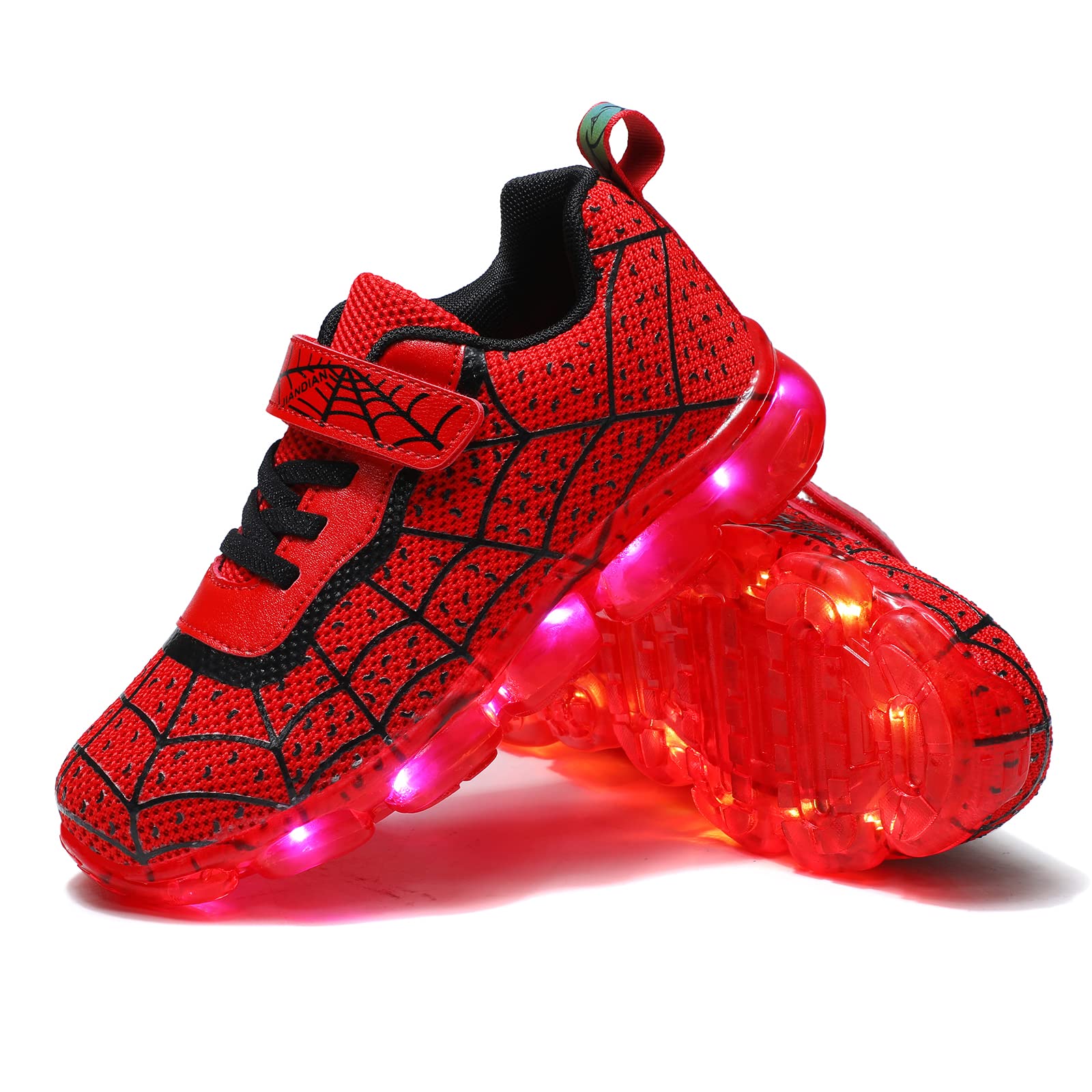 Photo 1 of *** ITEM CORRECT*** YUNICUS Kids Light Up Shoes Spider Upper USB Charge for Boys Girls Best Gift for Birthday Thanksgiving Christmas Day (Little Kid 1, Red32)