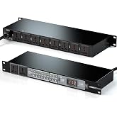 10 Outlet Power Conditioner 3000W 30A Power Sequencer for Audio Equipment | 8 Independent Switch, Total 5000W, Surge Protector, 1U Rack Mount for DJ Stage Home Theater, LCD Display, USB Port