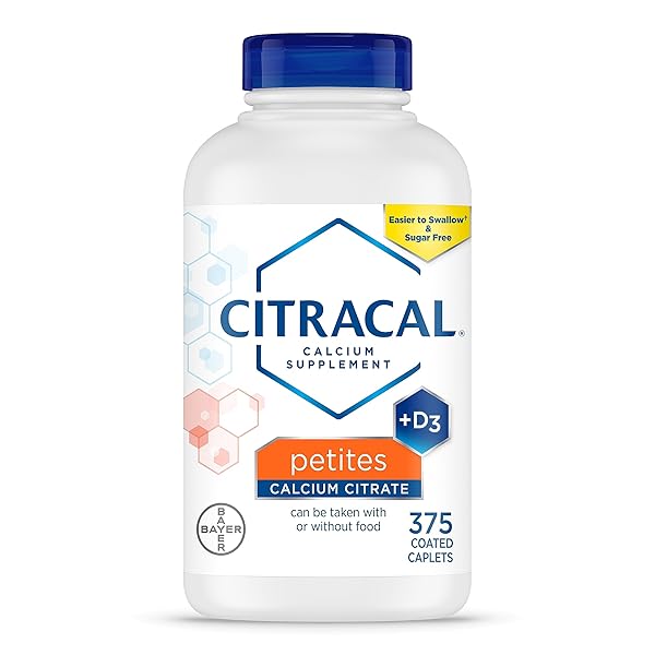 CITRACAL PETITES, 400 MG CALCIUM CITRATE, EASILY ABSORBED AND HIGHLY SOLUBLE WITH 12.5 MCG (500 IU) VITAMIN D3, BONE HEALTH SUPPORT FOR AGES 12+, SMALLER AND EASIER TO SWALLOW CAPLETS, 375 COUNT