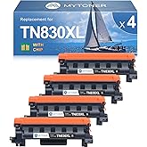 MYTONER Compatible Toner Cartridges Replacement for Brother TN830 XL/V/R TN-830 TN830XL for DCP-L2640DW HL-L2460DW HL-L2405W HL-L2400D L2465DW HL-L2480DW MFC-L2820DW XL MFC-L2820DW Printer, 4 Black