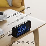 ROCAM Radio Alarm Clock Projector Ceiling Wall Digital USB C Temp Humidity view 4