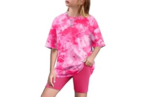 Arshiner Girls Clothes Summer 2 Piece Outfits Drop Shoulder T-Shirts and Biker Shorts Kids Fashion Clothing Sets