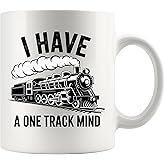 Panvola I Have A One Track Mind Train Lovers Gifts For Women Men Retro Steam Engine Railroad Engineers Train Drivers Novelty Drinkware Ceramic Mug 11 oz White
