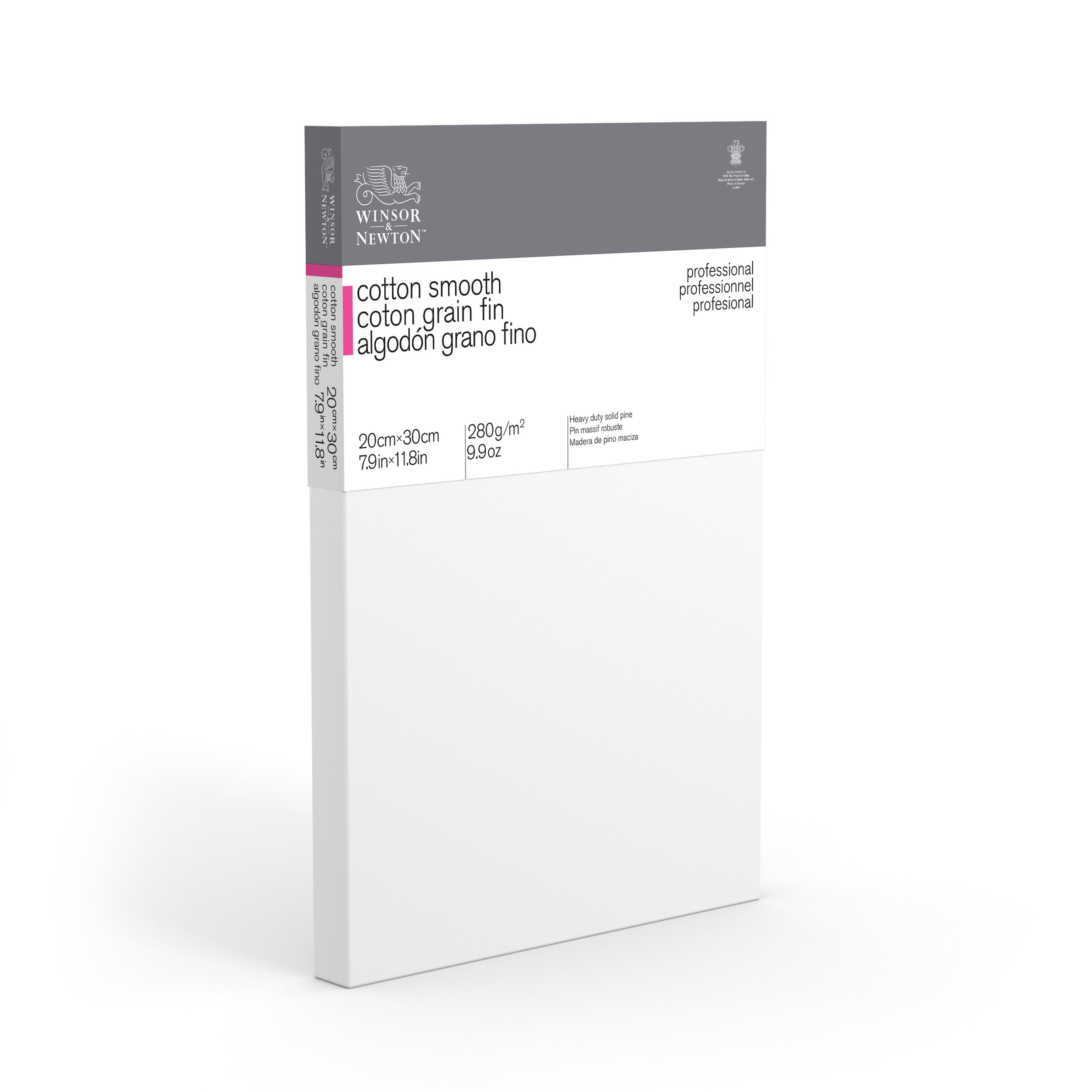 Winsor & Newton 6205022 Professional Stretcher Frame Fine Grain Canvas with 280 g/m² 100% Cotton Triple Primed for Watercolour, Oil Paints, Acrylic Paints - 20 x 30 cm