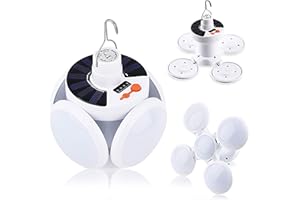 WLHONG Solar LED Camping Lantern with USB Rechargeable Battery and Hook, Portable Emergency Hurricane Camp Lamp Light for Outdoor Tent Barn Patio Home Indoor Power Outages (White)