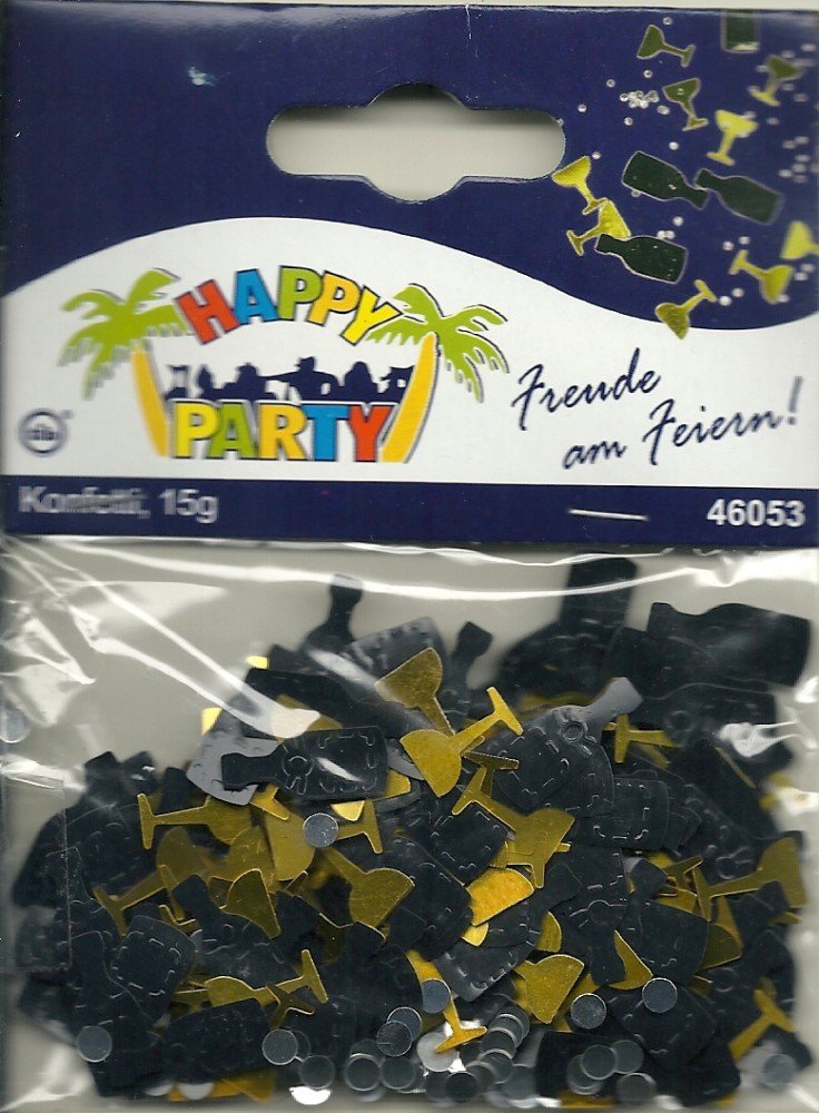 tib 46053 Champagne Decorative Confetti, Colour-Gold/Silver/Black, One Size