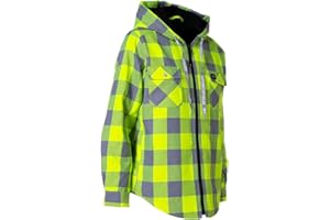 FORCEFIELD Women's Hi-Vis Buffalo Plaid Flannel Jacket - Hooded, Sherpa-Lined, Polyester, Durable, Dual-Layer, Snap Pockets