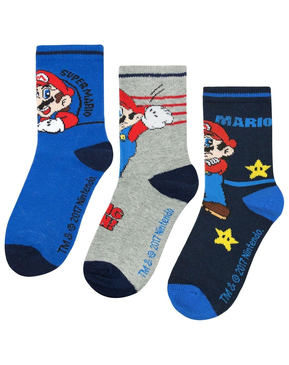 Super Mario Assorted 3 Pack Boy's Socks (68.5) Amazon.co.uk Clothing