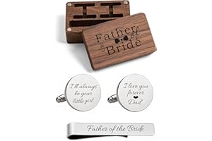 Kooer Personalized Engraved Cuff Links Tie Clip Set Custom Engrave Phrase Wedding Cufflinks Jewelry Gift for Father Dad Of all the Walks We've taken This one is my Favorite