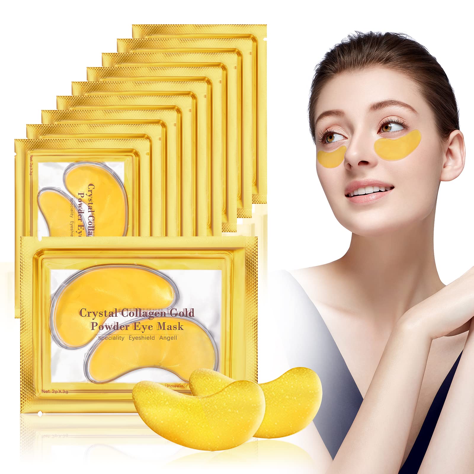 URAQT Under Eye Treatment Masks, 10 Pairs Natural Under Eye Gel Patches Collagen Masks, Hydrating Eyes Gel Pads for Wrinkles, Remove Eyes Bags, Dark Circles, Skincare