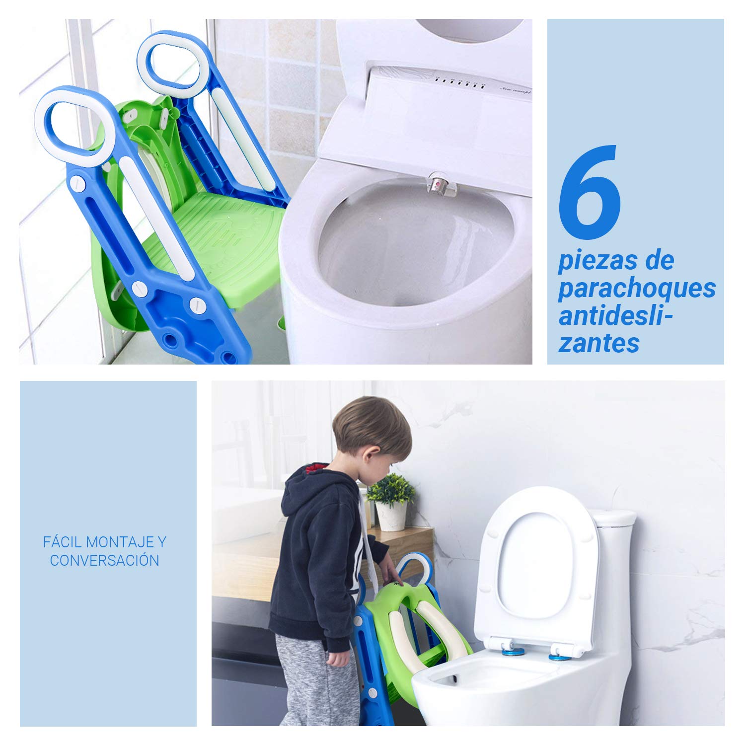 Reductor Wc Dalmo Dbpw01l Asiento Escalera Del Tocador De Ninos Dalmo Asiento Para Wc Con Escalon Plegable Asiento Para Inodoro De Bebe Orinal Formacion Altura Ajustable Azul Antideslizante Bebe Orinales Y Taburetes