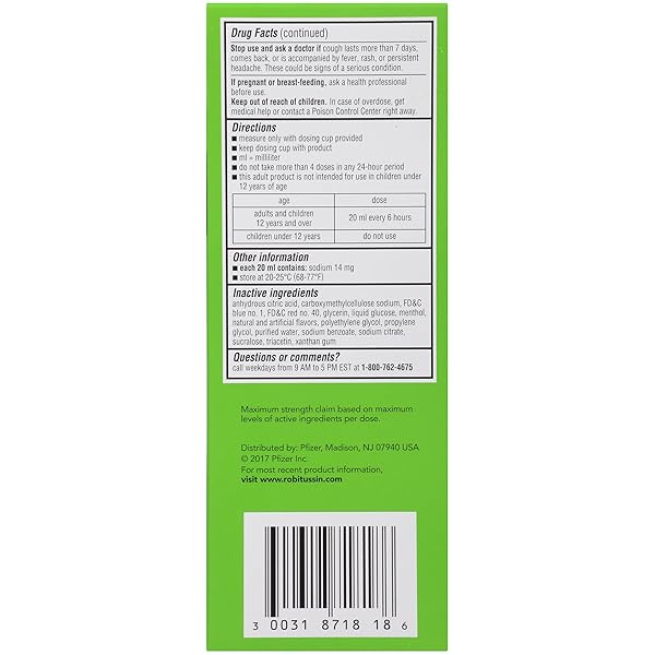 ROBITUSSIN MAXIMUM STRENGTH NIGHTTIME COUGH DM MAX, ADULT FORMULA, BERRY FLAVOR – 8 FL OZ BOTTLE