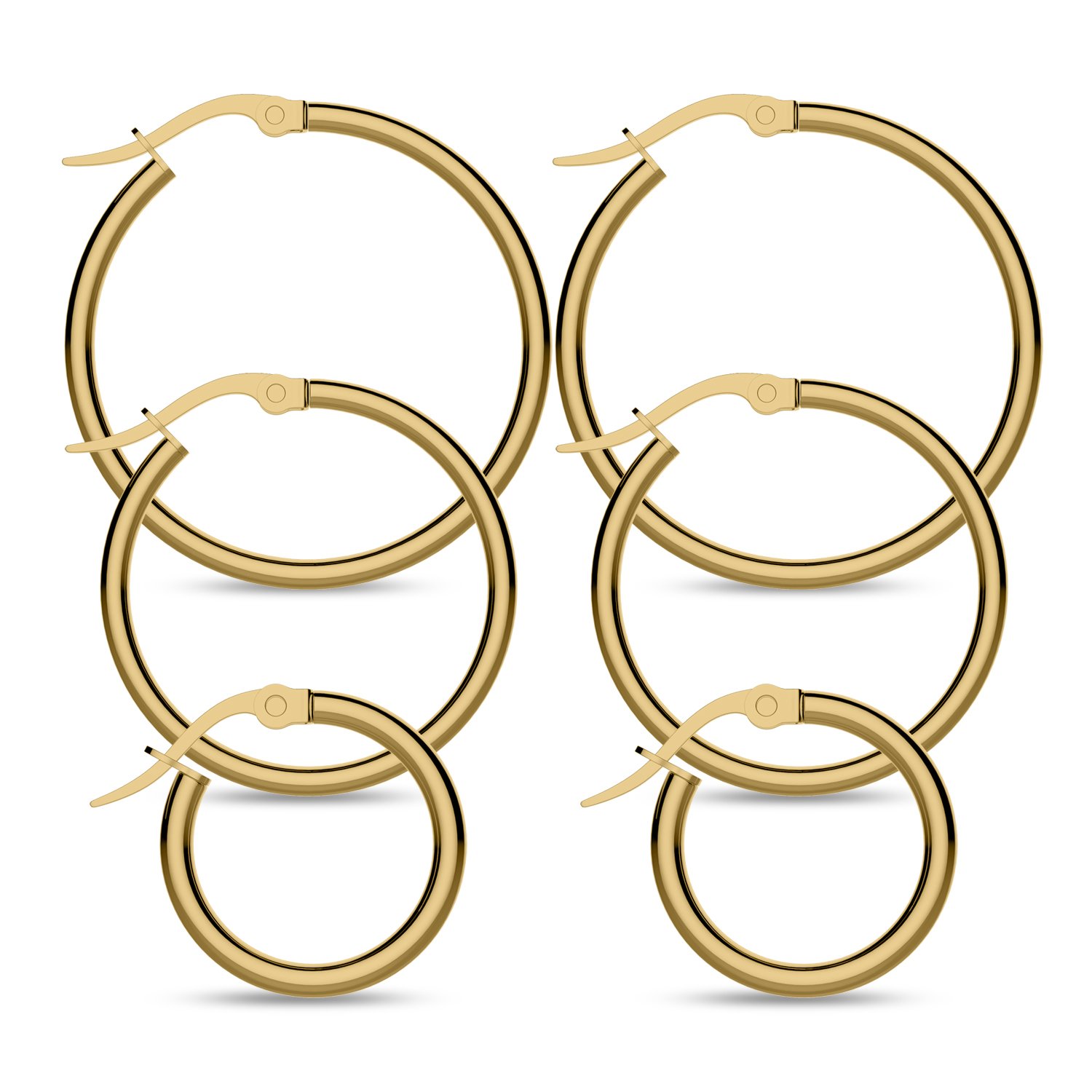 Hoop Earring,UHIBROS Stainless Steel Teardrop Hoop Earring Sets for Women Hypoallergenic 3 Pairs (Teardrop Hoop Earring Gold)