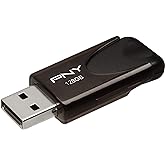 PNY 128GB Attach&eacute; 4 USB 2.0 Flash Drive | Durable, Lightweight, Sliding Collar Design, Key Loop for Easy Carry, Essential Mobile Storage for Work &amp; School, Black