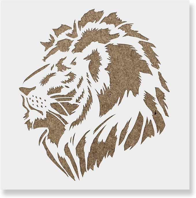 Lion Head Stencil Template for Walls and Crafts Reusable