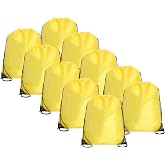 Threadart Yellow Drawstring Backpack - Pack of 10 Cinch Sack 15x18.5 | Pack of 10 Yellow drawstring cinch backpacks, 15"x18.5"; for gym, sports, travel, school &amp; DIY decorating