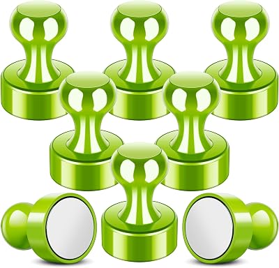 FINDMAG 8 Pack Strong Fridge Magnets with Hooks Green Small Whiteboard Magnets