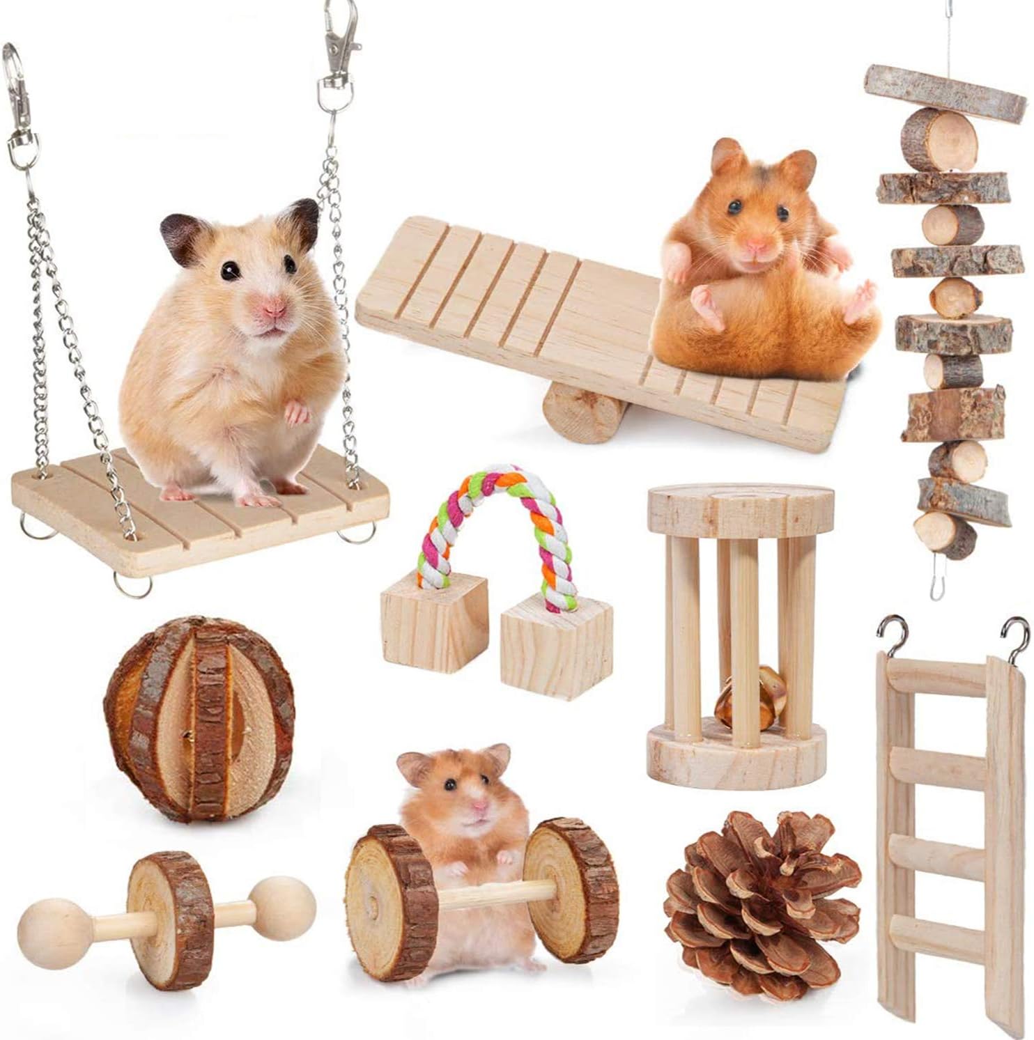 Juego de juguetes para hámster, cobaya, juguete para masticar