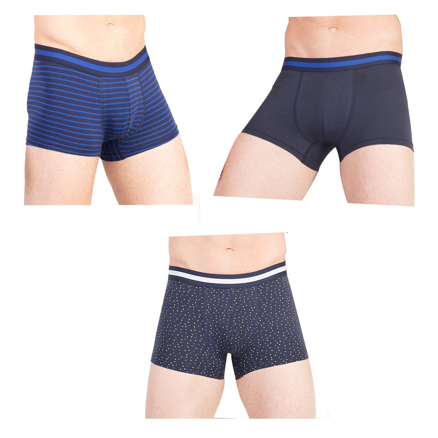 Buy Real Basics Men 95Cotton, 5Spandex Trunks (Pack of 3) (RBMBrief