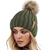 FURTALK Womens Winter Knitted Beanie Hat with Faux Fur Pom Warm Knit Skull Cap Beanie for Women