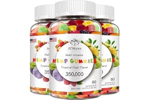 HMONE Hemp Gummies - 3 Pack, High Potency for Sleep, Pain, Anxiety- Pure Organic & Extra Strength, Made with Hemp Oil, Vegan Edible Bear Candy, Non-GMO, Low Sugar, Made in USA (Fruit Flavors)