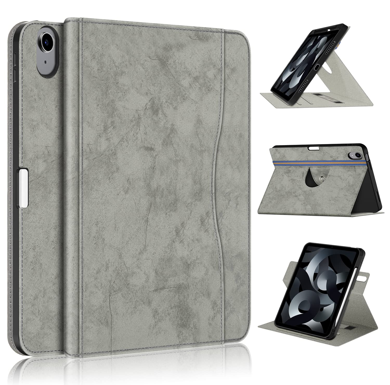 TOPCASE 360° Rotating Case Compatible with iPad Air 11-inch M3 (2025) / M2 (2024), iPad Air 5th (2022)/ 4th Generation (2020) 10.9inch, Cover with Adjustable Stand,Pencil Holder & Shockproof,Gray — image 1