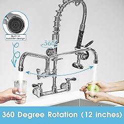 NETISR Commercial Faucet with Sprayer, Brass Chrome