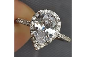 GUIDECUN 4 Ct Pear Shaped Cubic Zirconia Solitaire Engagement Ring 18K White Gold Plating Excellent Teardrop Ring for Women (US Size 6)