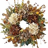 WANNA-CUL 24 Inch Fall Spring Wreaths for Front Door with Hydrangea,Little Pumpkins-Fall Decorations for Home,Fall Door Wreath Decor for Summer,Autumn,Harvest, Halloween or Thanksgiving