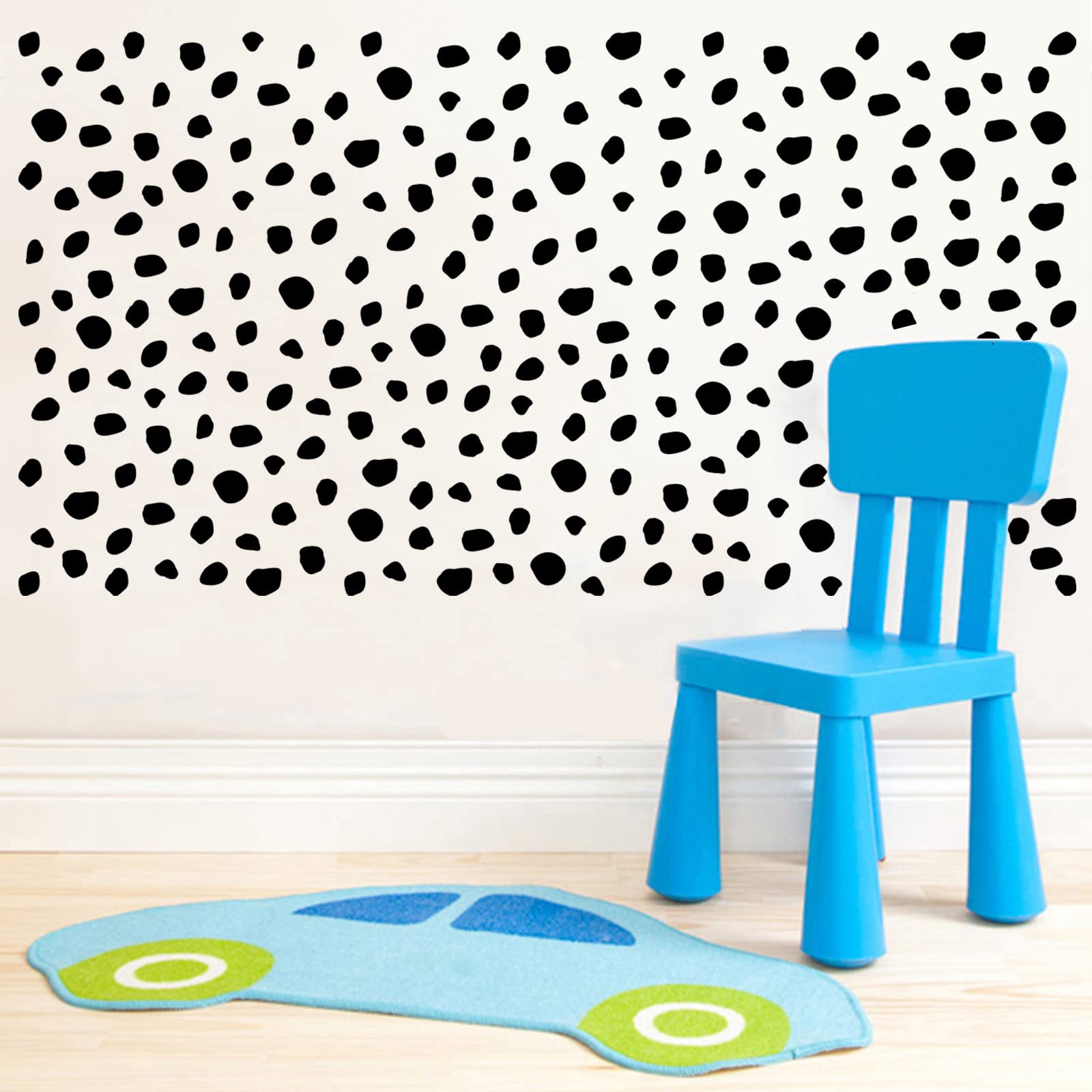 Polka Dots Wall Decals, 256 Pieces Irregular Polka Dot Wall Stickers Removable Vinyl DIY Minimalist Geometric Art Wall Mural for Bedroom Living Room Nursery Door Tile Black