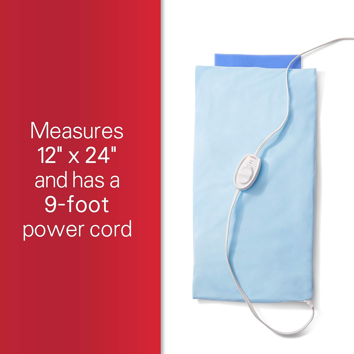 Sunbeam Heating Pad for Pain Relief | XL King Size UltraHeat, 3 Heat Settings with Moist Heat | Light Blue, 12-Inch x 24-Inch: Britton, Aldora: Health & Personal Care