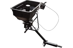 Field Tuff Hitch Mount Grass Seed Spreader with Rain Protector for ATV, UTV, or Utility Tractor, Black