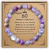 Sereney Birthday Gifts for Women, Beaded Bracelets as 30 50 60 70 Year Old Birthday Gift, Adjustable Stone Stretch Bracelet as Happy Birthdays Gifts for Daughter Mom Grandma Sister Wife Girlfriend