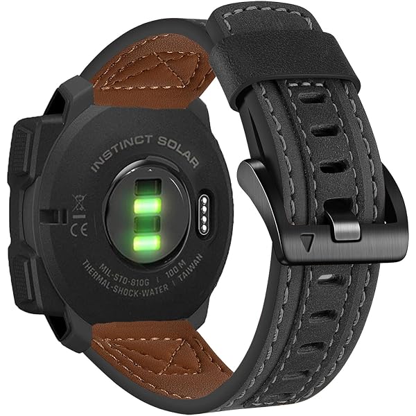 GARTOO Lederarmband Für Garmin Instinct 2/3 (45 Mm) – Echtes Rindsleder, Dunkelbraun, Ultrabreit