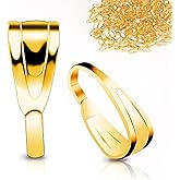 200 Pcs Pinch Bail for Jewelry Making, Pinch Bails for Pendants Necklace Pendant Clasps Connectors Pinch Clip for for Necklace Dangle Charm DIY Craft Making, Gold, 3x7x2.7mm