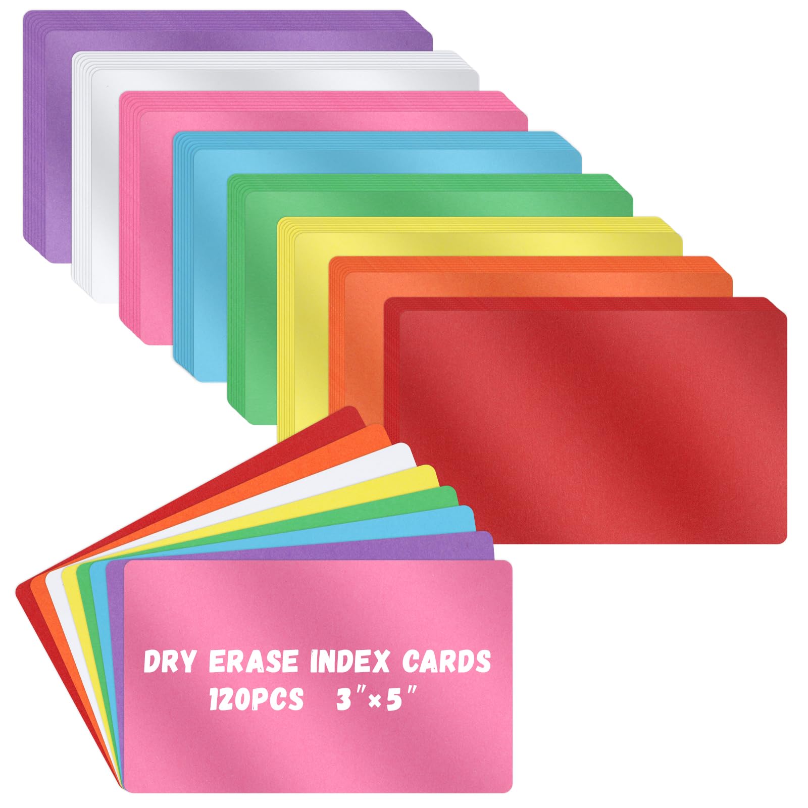 Photo 1 of 120 Pcs Dry Erase Index Cards Notecards Blank Reusable Flash Cards Sheets Game Cards Study Business Note Cards for School Office Housework Taking To Do List(Rainbow, 3 x 5 Inch)