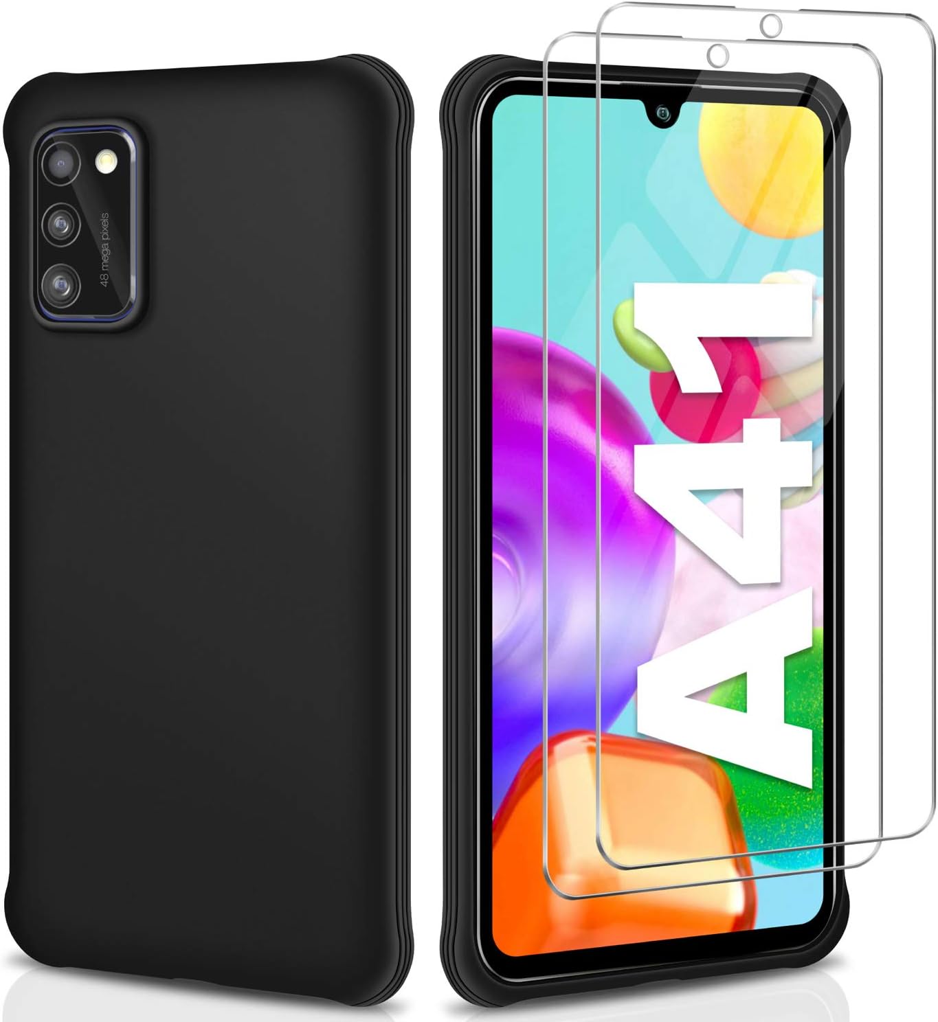 Younme Coque Pour Samsung Galaxy 1 Avec 2 Pack Protecteur D Ecran En Verre Trempe Housse Silicone Bumper Souple Anti Choc Air Cushion Protective Case Pour Samsung Galaxy 1 Noir Amazon Fr High Tech